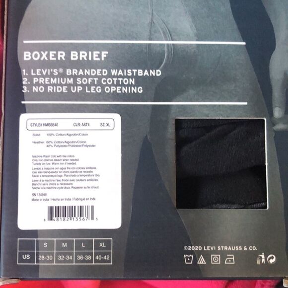 LEVI’S M 5pk Multicolored Cotton Boxer Briefs - Picture 3 of 8